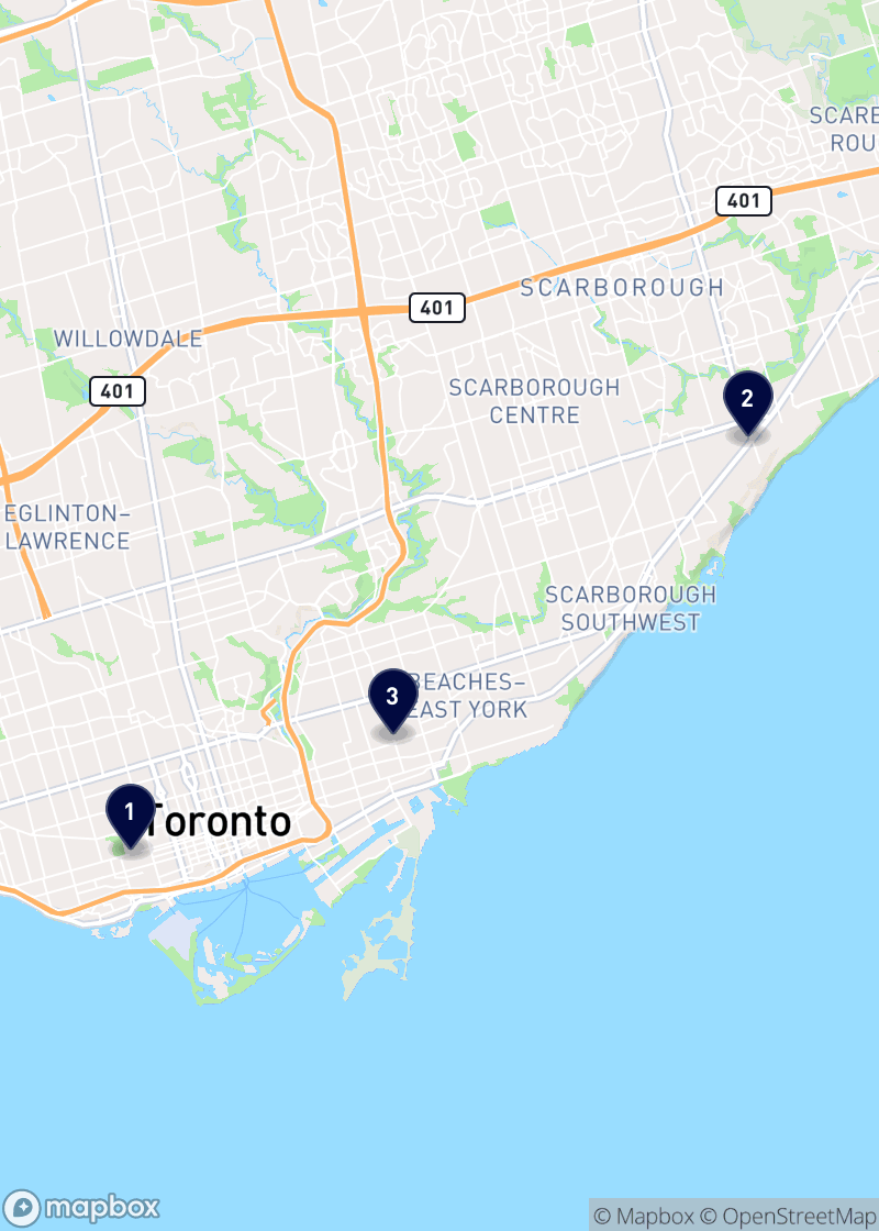 Carte des restaurants du moyen-orient à Toronto