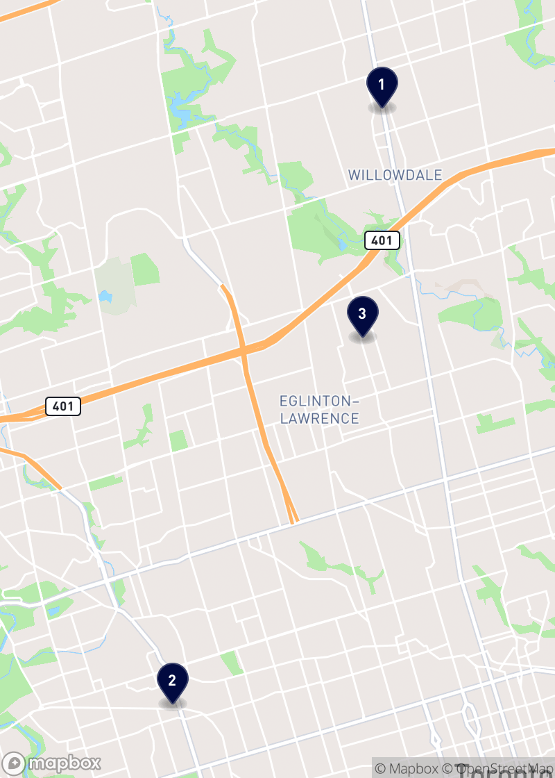 Map of chinese restaurants in Toronto