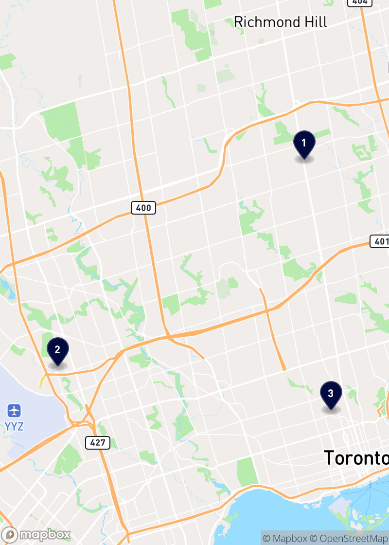 Map of electricians in Toronto