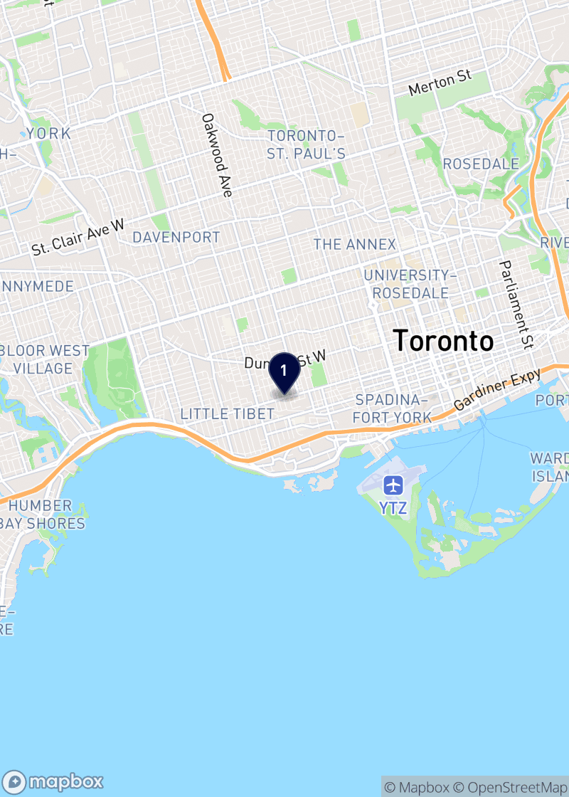 Map of event venues in Toronto