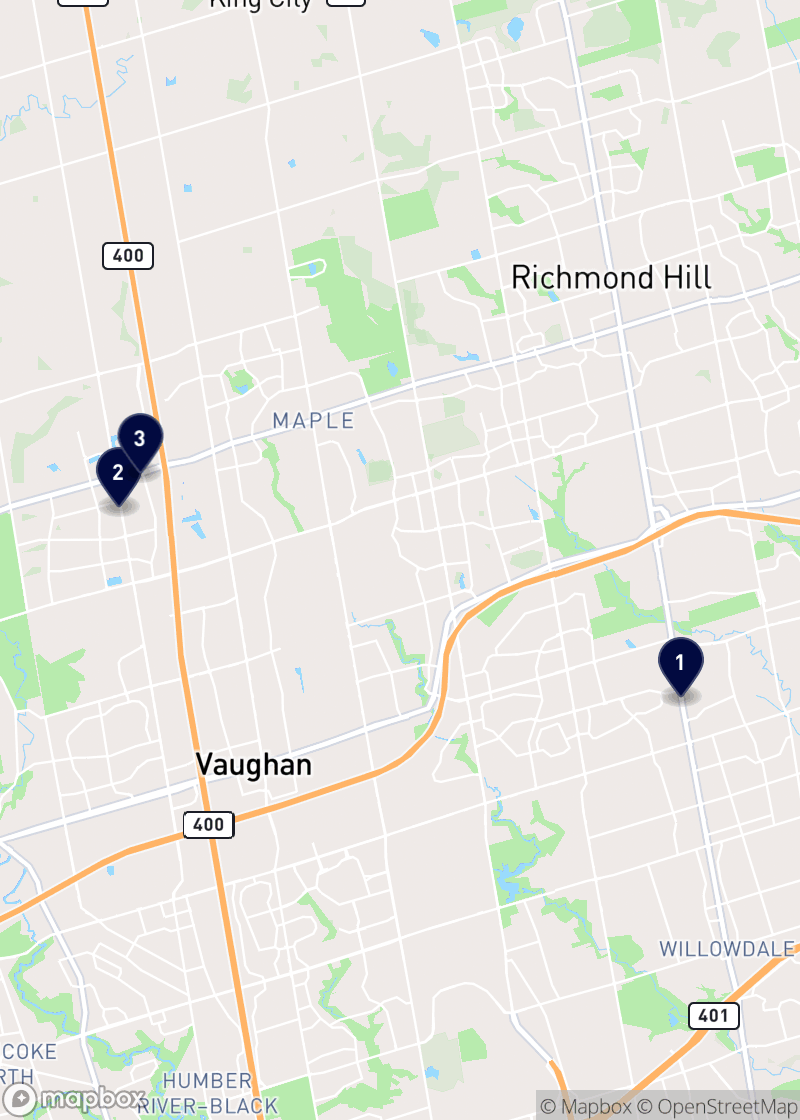 Map of dentists in Vaughan