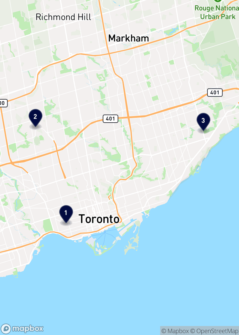 Map of plumbers in Toronto