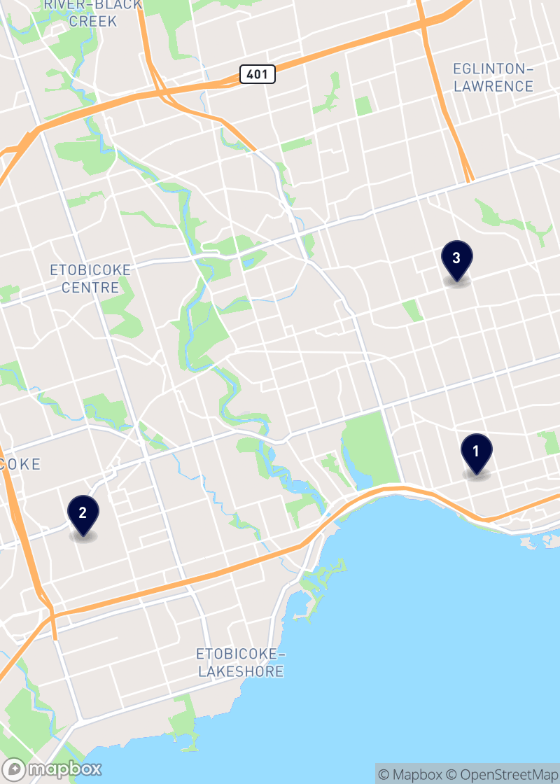 Map of italian restaurants in Toronto