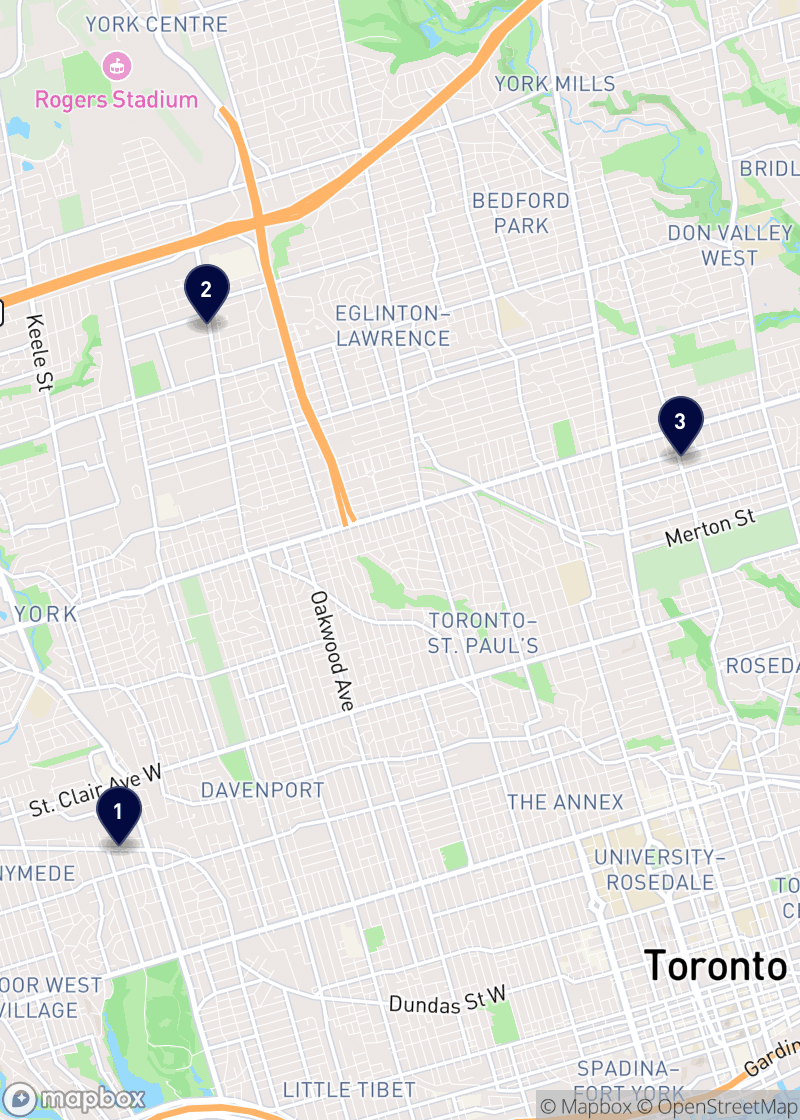Map of spas in Toronto