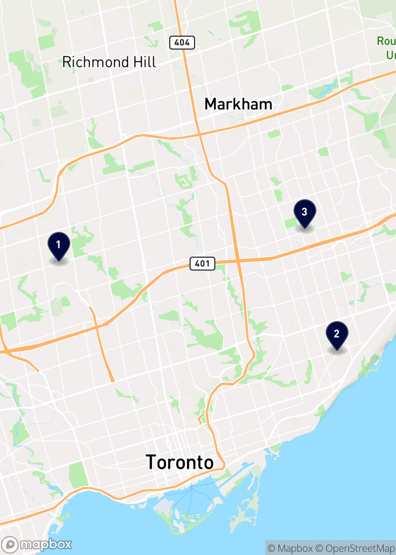 Map of car dealerships in Toronto