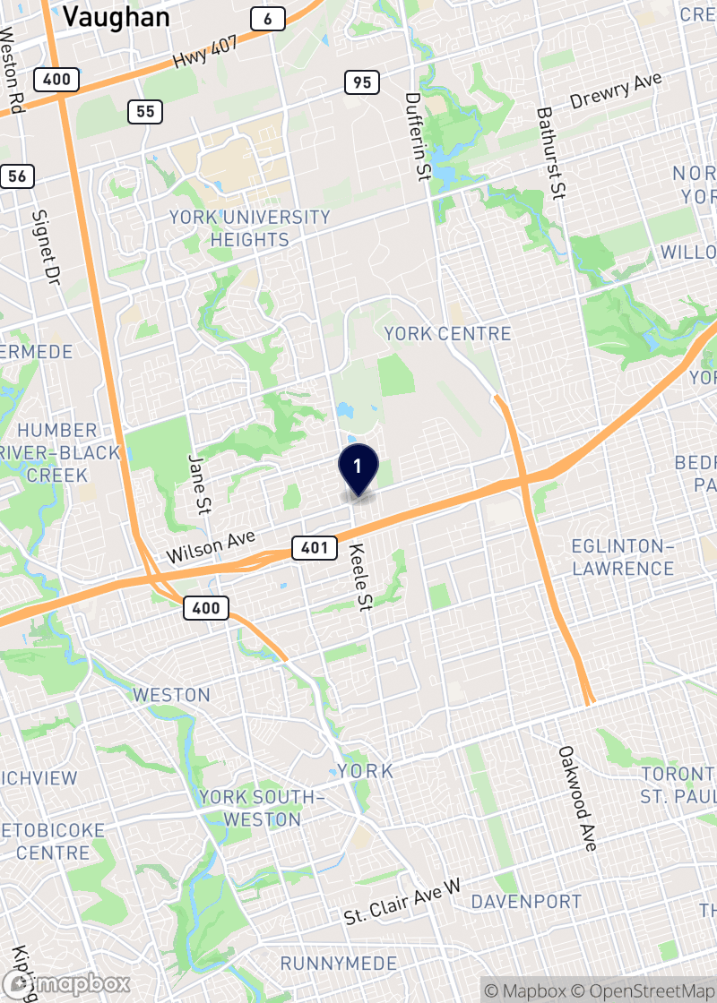 Map of hair salons in North York