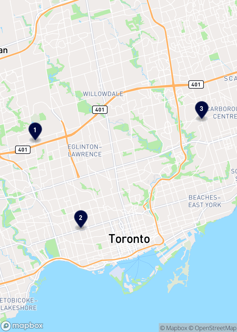 Map of pharmacies in Toronto