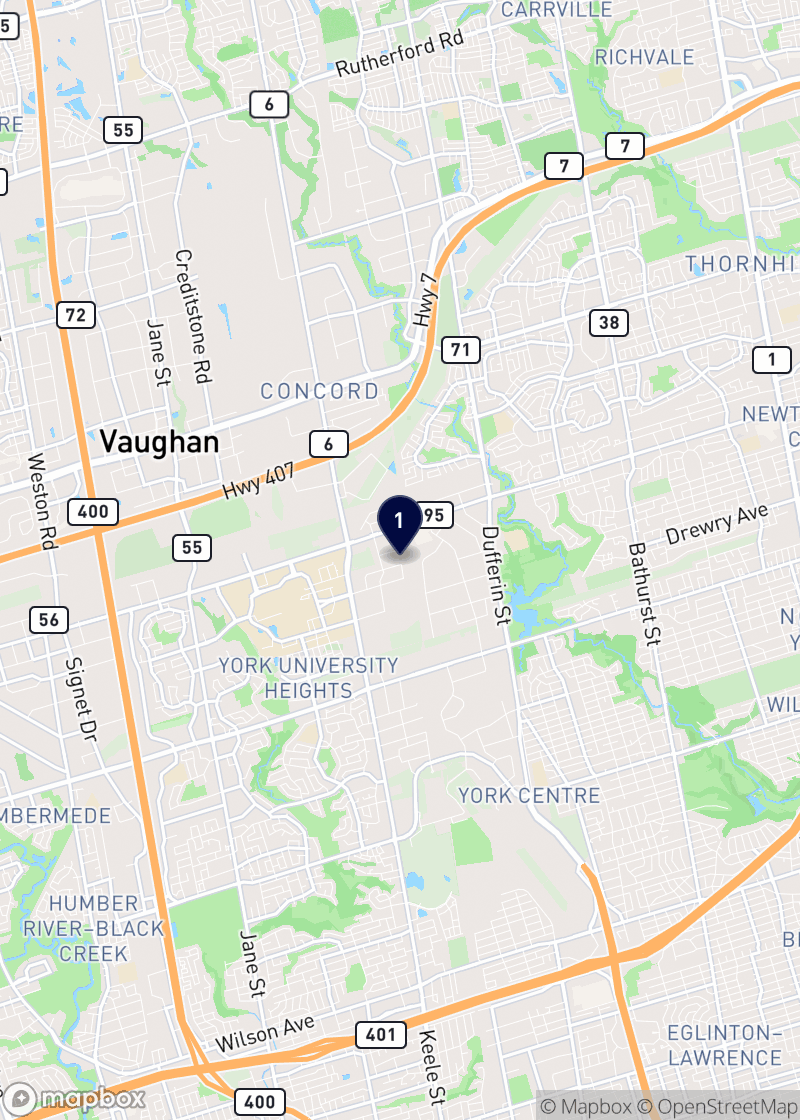 Map of garage door services in North York