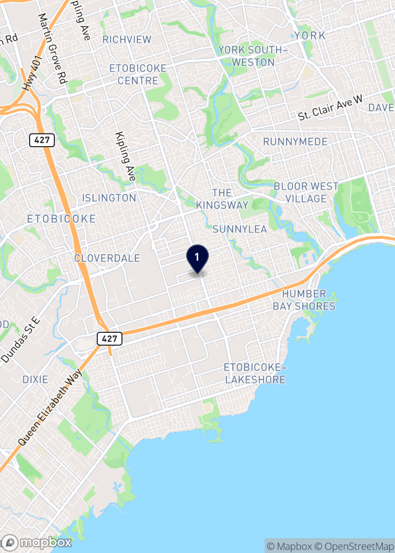 Carte des garderies à Etobicoke