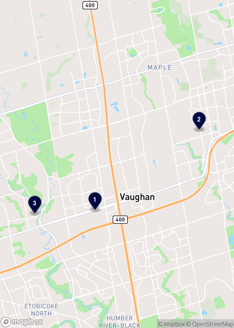 Map of restaurants in Vaughan
