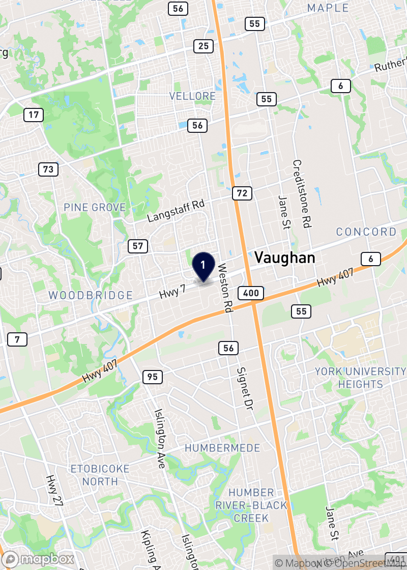 Map of seafood restaurants in Vaughan
