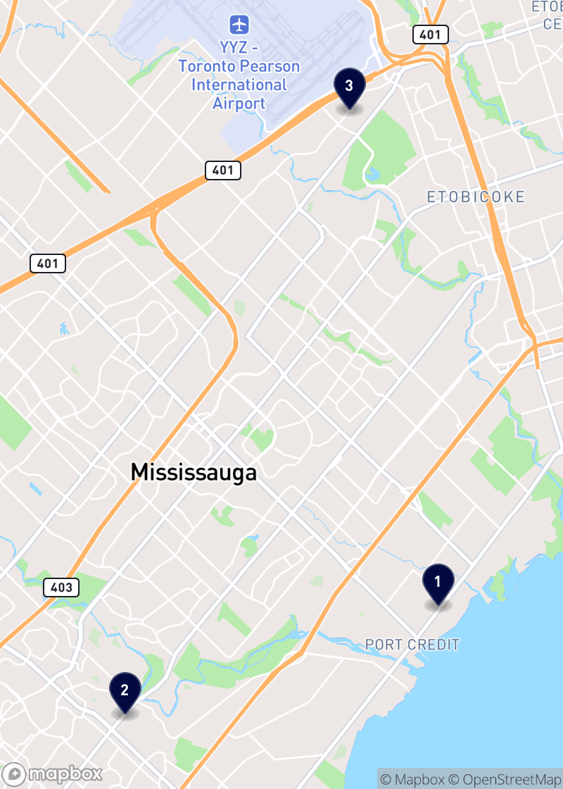 Map of italian restaurants in Mississauga