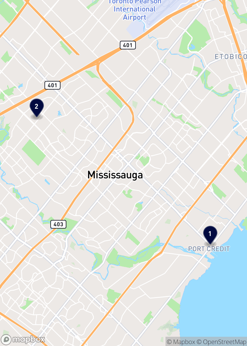 Map of lash & brow studios in Mississauga