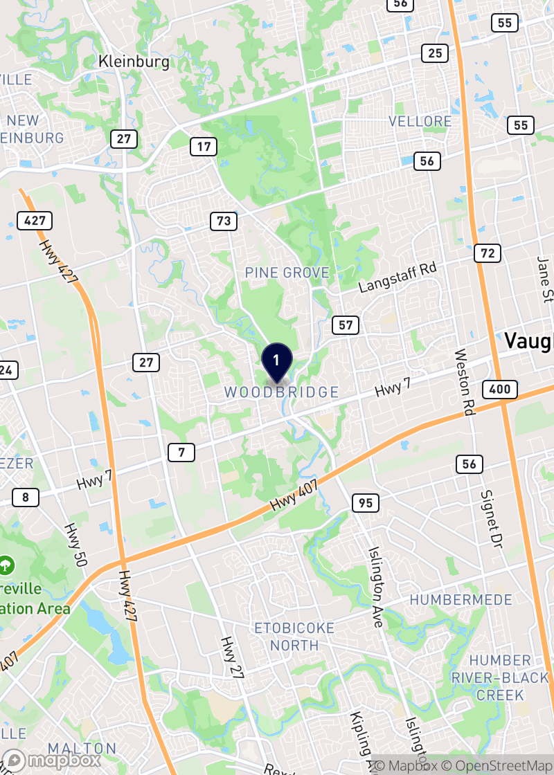 Map of italian restaurants in Vaughan