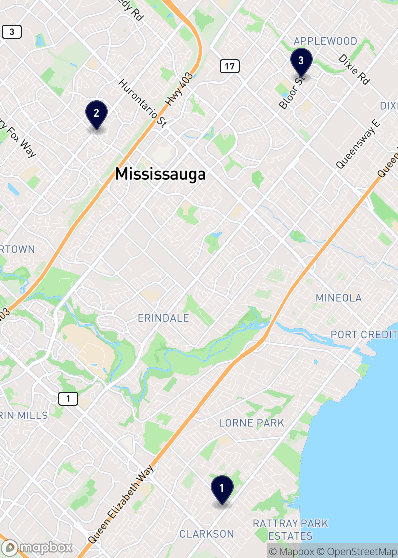Carte des dentistes à Mississauga