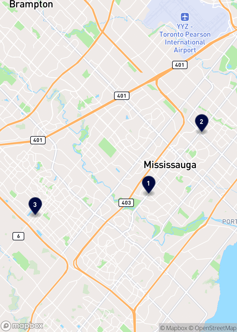 Map of barbershops in Mississauga