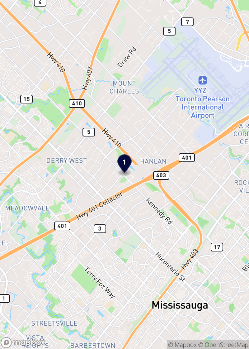 Map of general contractors in Mississauga
