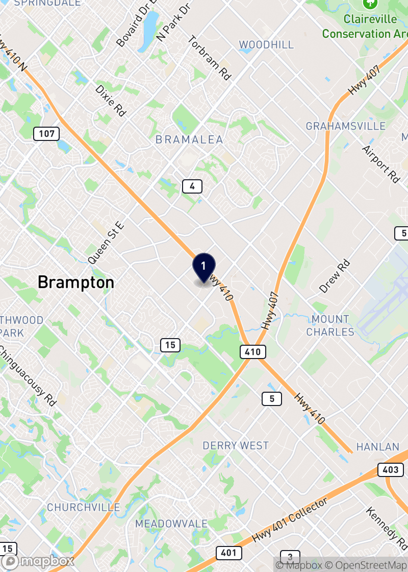 Carte des restaurants de déjeuners et brunchs à Brampton