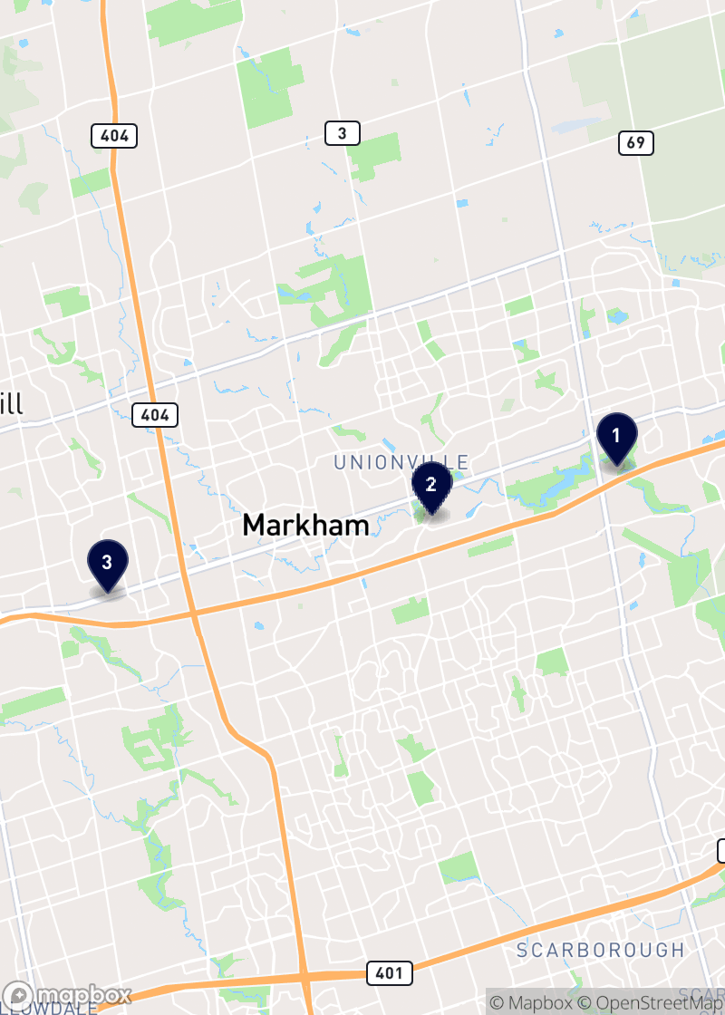 Map of spas in Markham