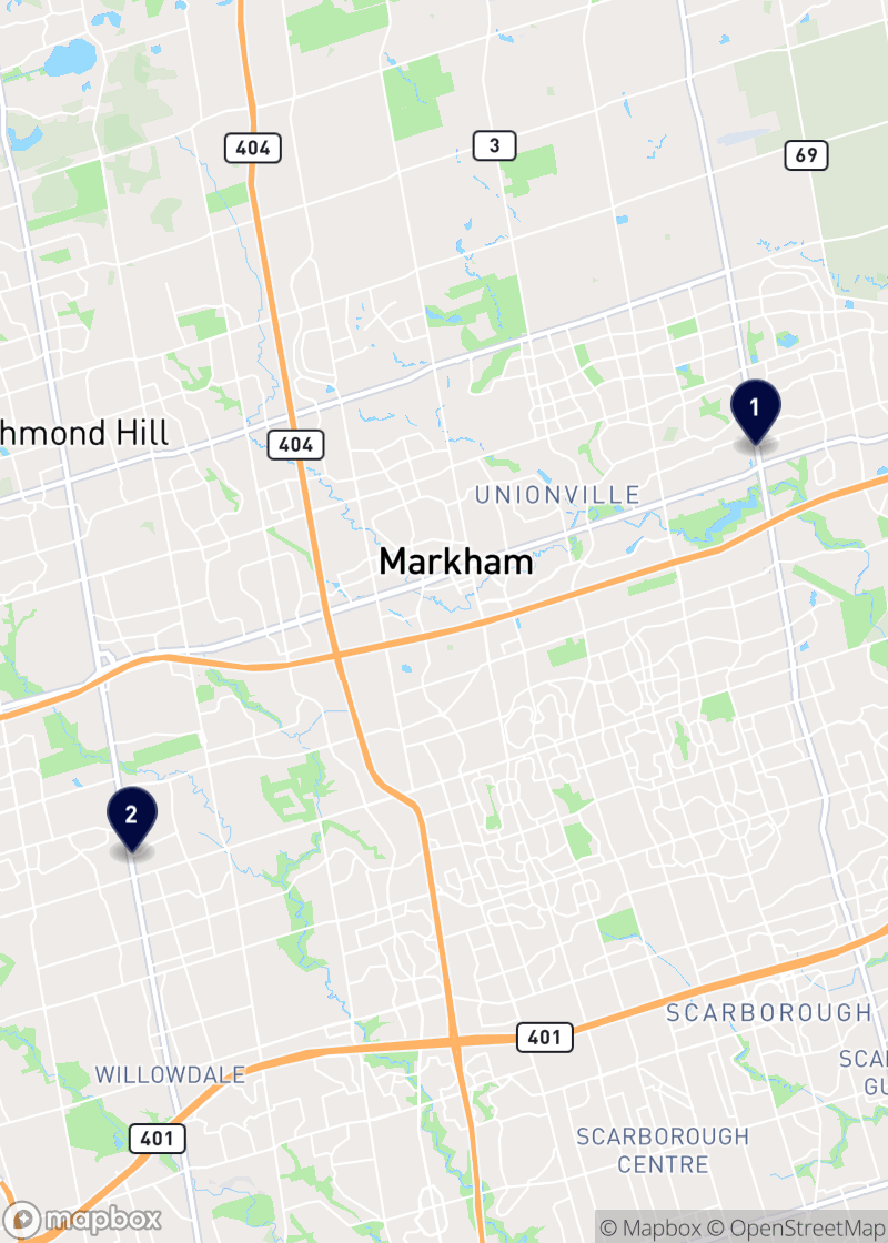Map of burger restaurants in Markham