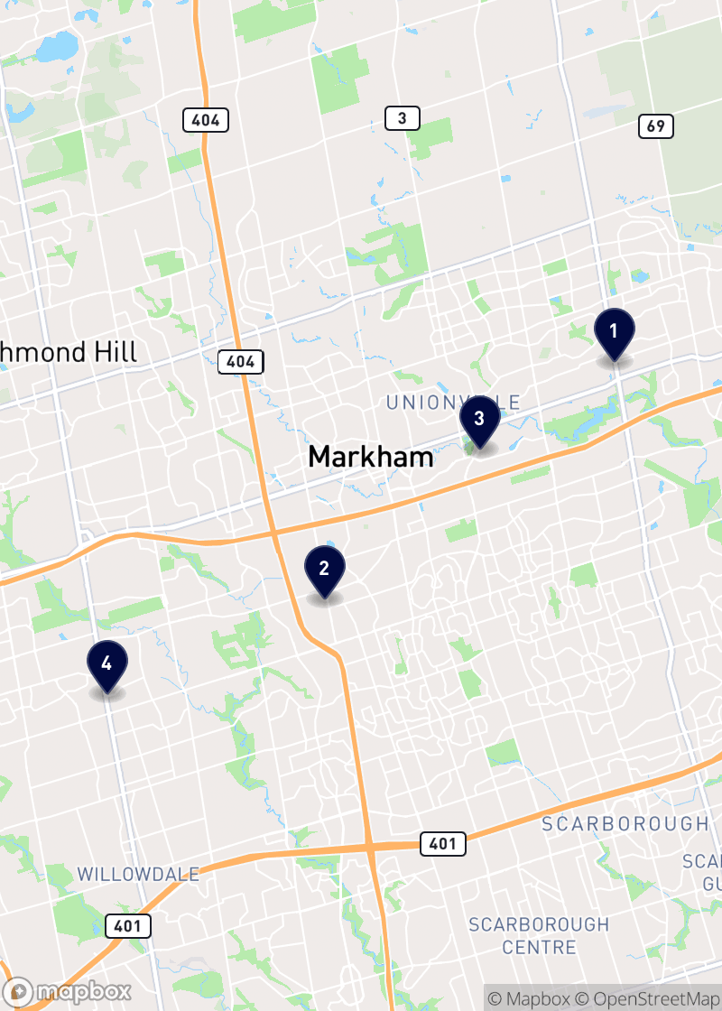 Map of restaurants in Markham