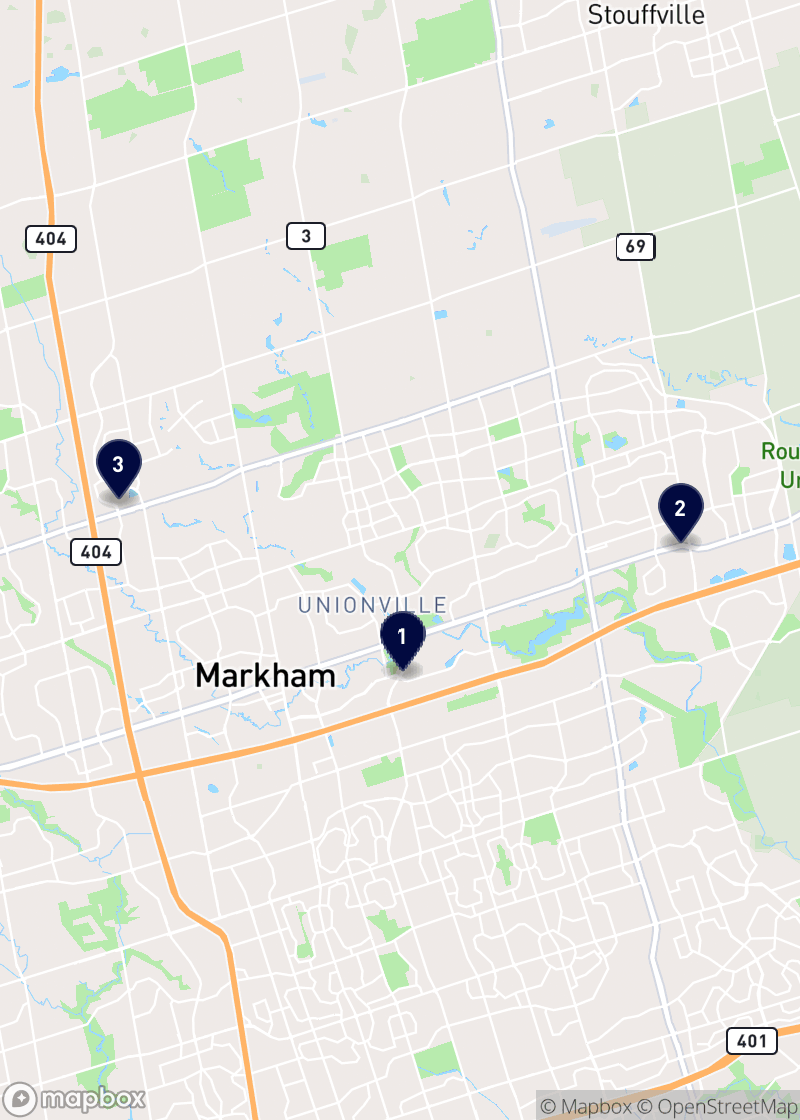 Map of dentists in Markham