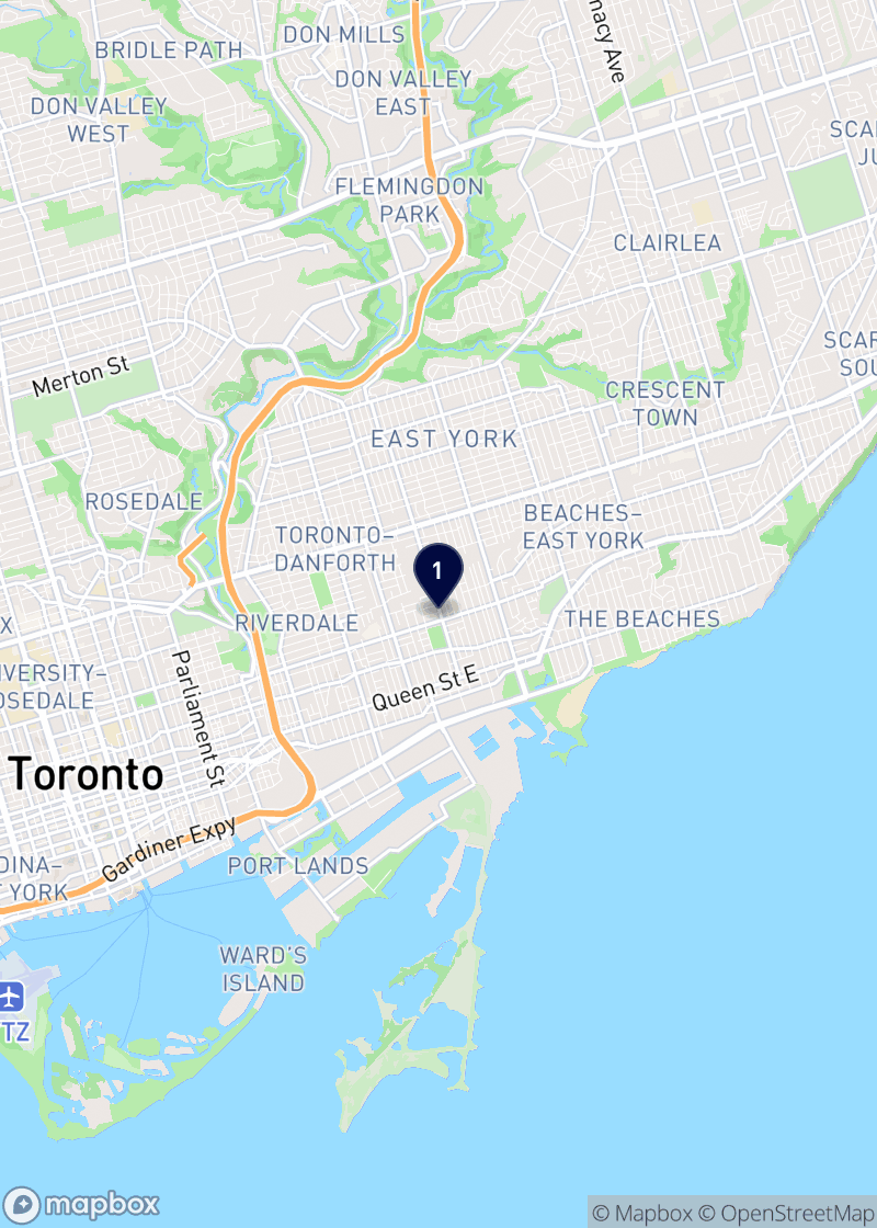 Map of middle eastern restaurants in East York