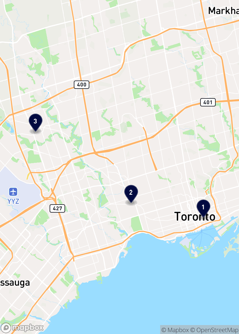 Map of indian restaurants in Toronto