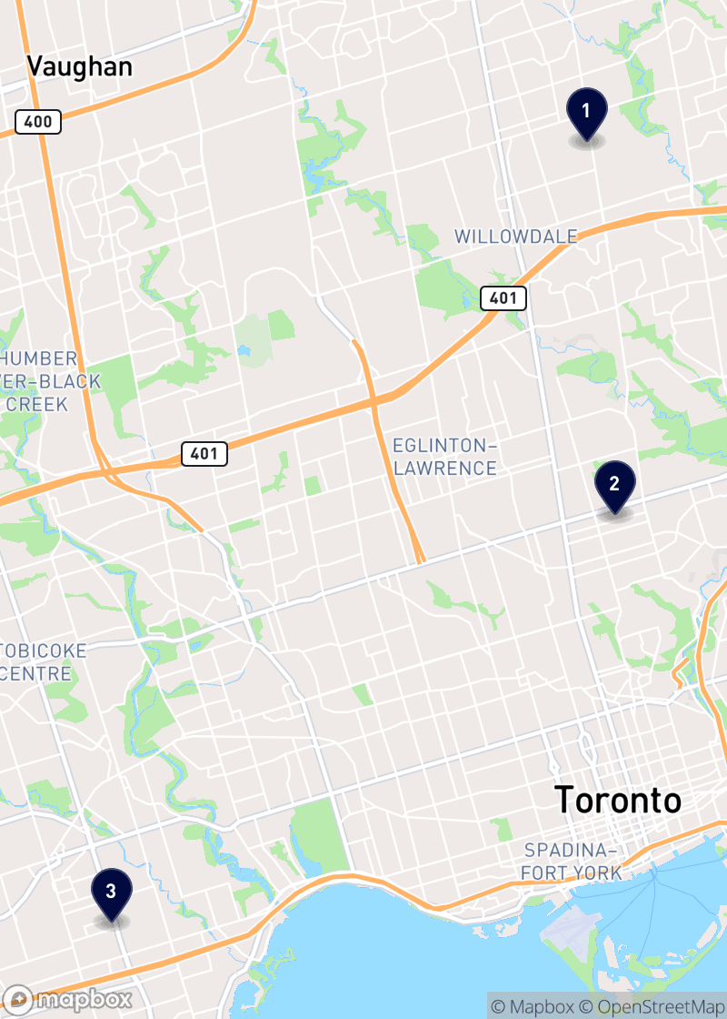 Map of daycares in Toronto